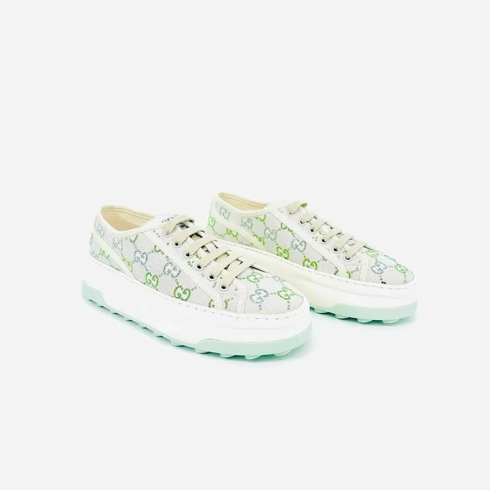 NIB Gucci Tennis 1977 EU 38 US 8 GG Crystal Platform Sneakers Cream White $1,350 - Picture 1 of 12